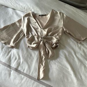 ZARA SATIN WRAP TOP